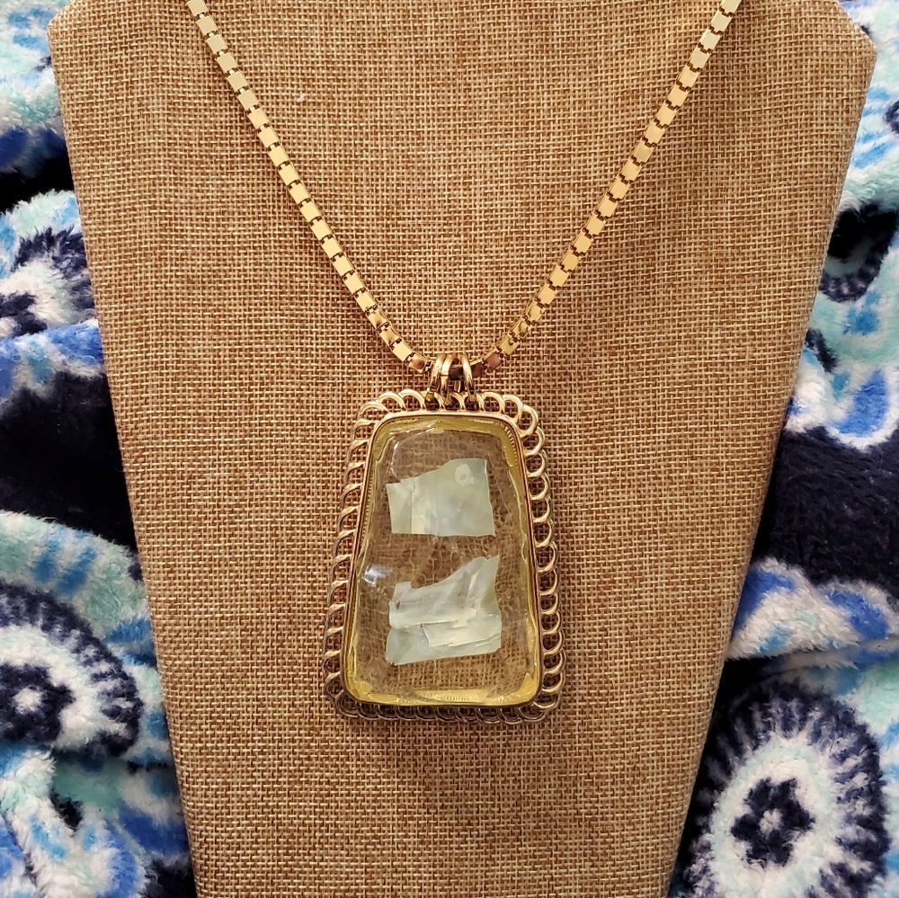 Large funky yellow pendant necklace